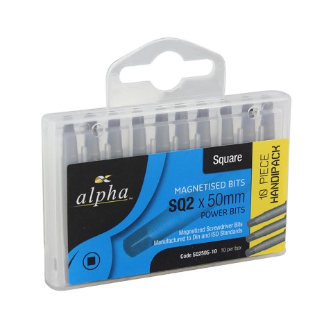 ALPHA SQ2 X 50MM POWER BIT - HANDIPAK OF 10 